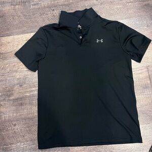 Two Under Armour Boys Athletic Polos- white and black